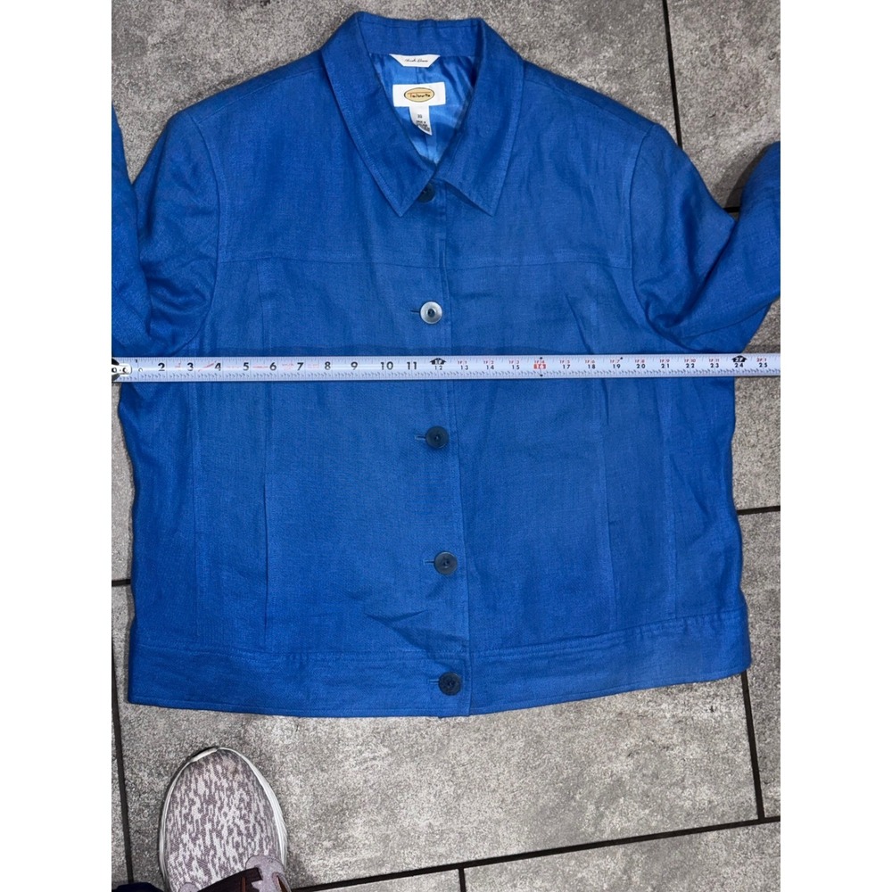 Talbots 100% Irish Linen Bright Blue Button Front Crop Jacket Sz 20 Mint EUC - Picture 12 of 13